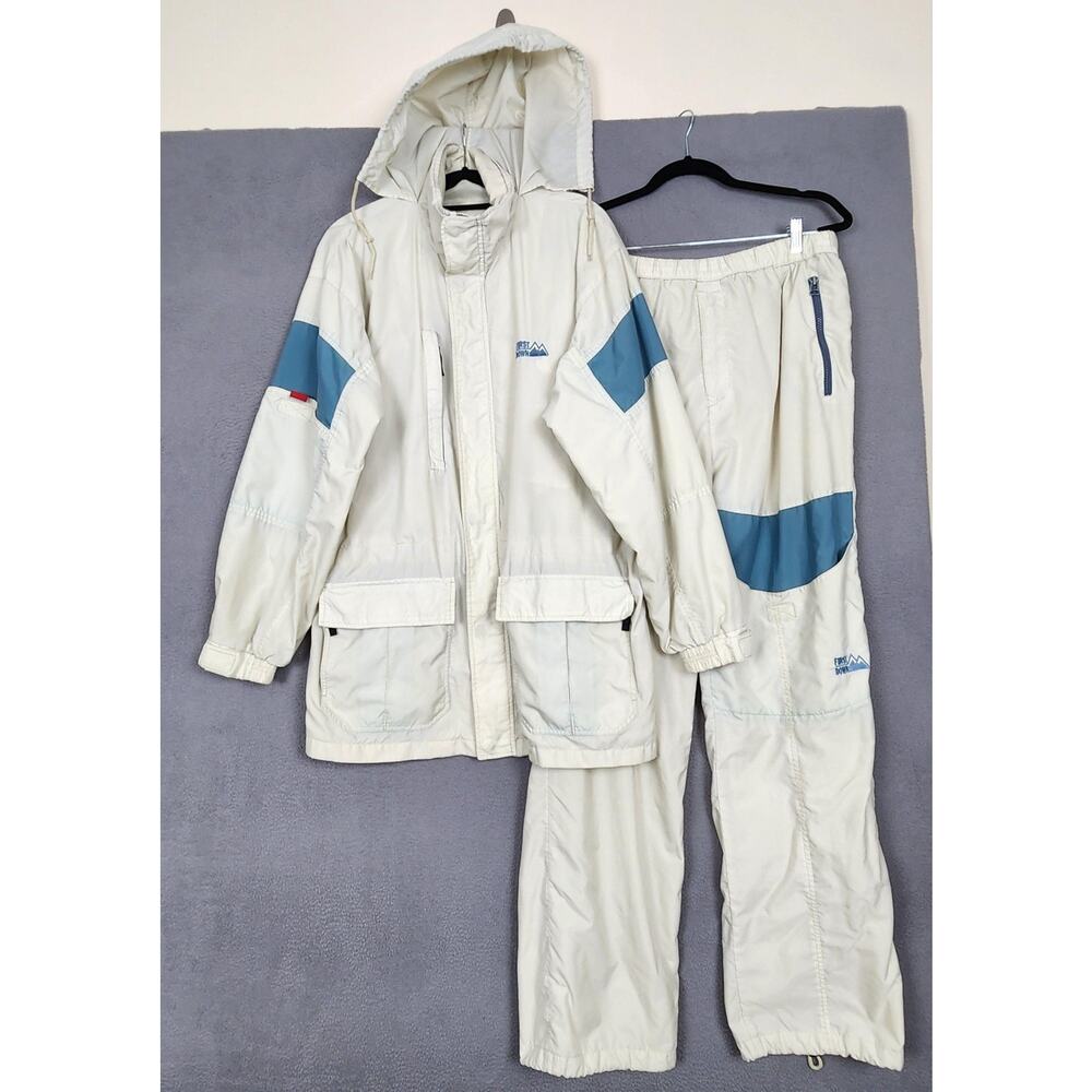 First Down Mens Large Beige Hooded Sailing Jacket Pants Set Fishing Outdoor